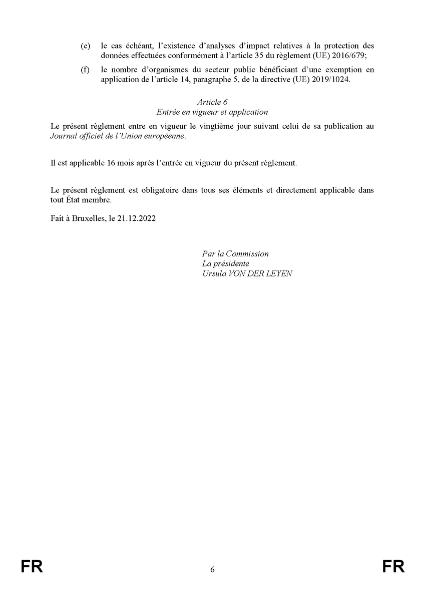 CanFre's tweet photo. #OpenData
"Règlement d'exécution @EU_Commission établissant une liste d’ensembles de données de forte valeur spécifiques et les modalités de leur publication et de leur réutilisation"
"obligatoire et directement applicable dans tout État membre 🇪🇺"
▶️https://t.co/SPENbSlfzw https://t.co/ypLm25TNZ9