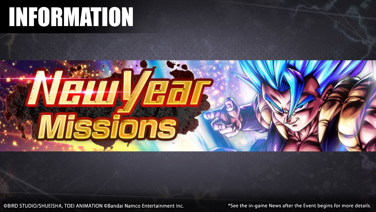 DRAGON BALL LEGENDS on X: [New Year Missions Are On!] The first Monthly  Missions of the new year are here! This time, you can get even more EN  Tanks and Skip Tickets