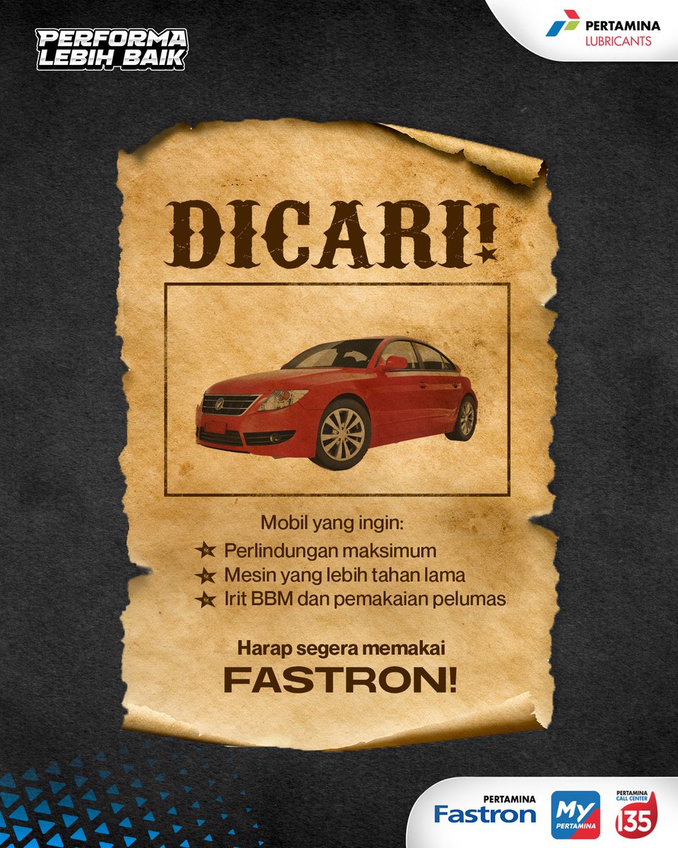📣📣 PENGUMUMAN 📣📣

Kalau yang Fastmin cari ternyata adalah mobilmu, cuss langsung ganti oli pakai Fastron.

Fastmin jamin, enggak cuma performa mobilnya yang jadi lebih baik! 

Yang mau jadi kandidat, reply! 😎

#UnderstandsYou
#PerformaLebihBaik
#PercayaFastron