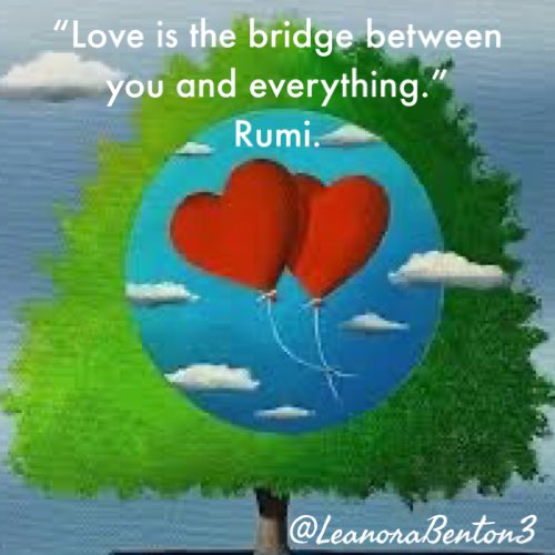 LeanoraBenton3's tweet photo. Today will never come again. We donโt know if we have a tomorrow. Share love and kindness today.
โLove is the bridge between you and everything.โ Rumi.
#Rumi #kindness #KindnessToAll #today #love https://t.co/zGfn8kStHX