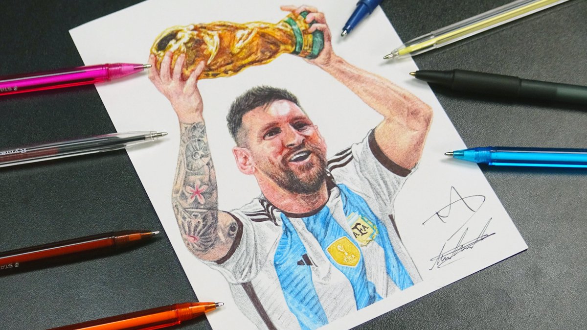 Lionel Messi Drawing - Argentina Win The World Cup 2022 | Ballpoint Pen ... youtu.be/qYrxs-nB3DA via <a href="/YouTube/">YouTube</a>