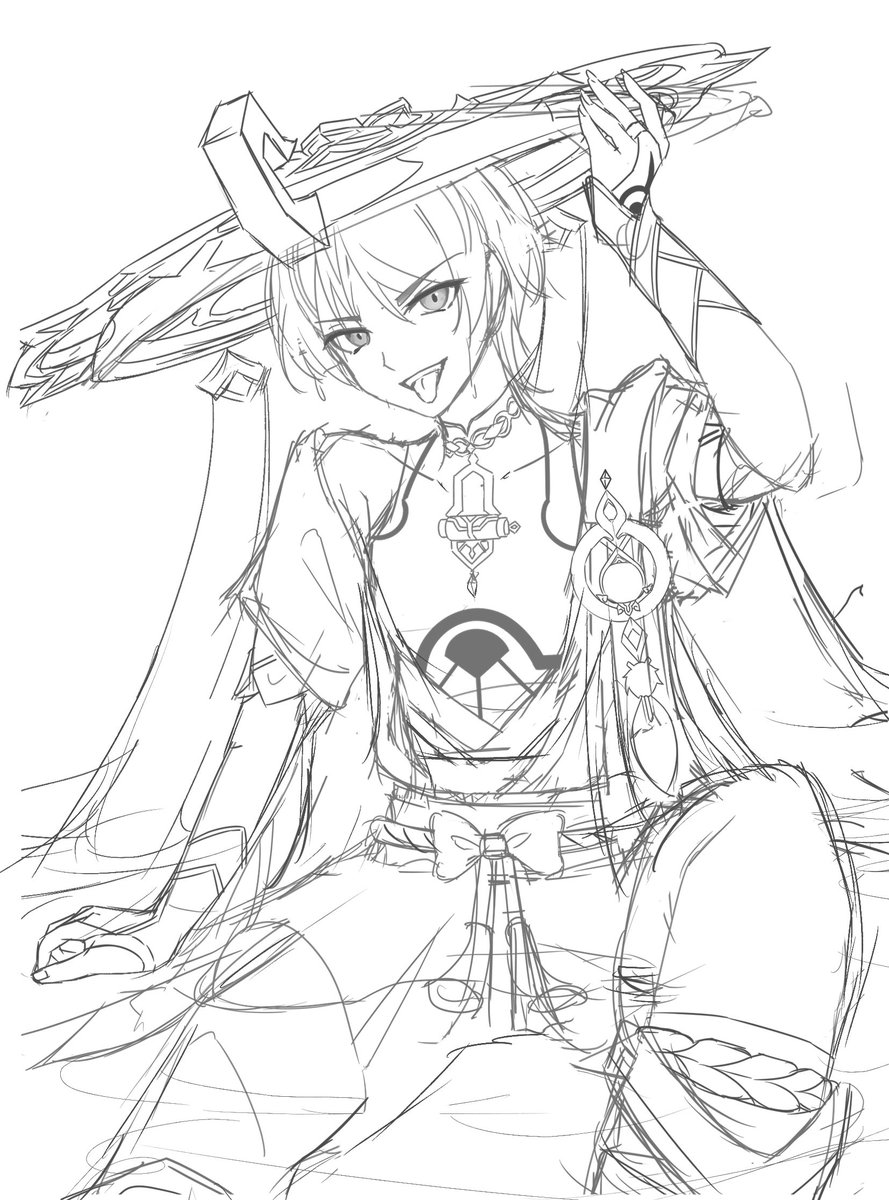 neko_army_'s tweet image. I'm also gonna post the sketch cuz there are two expressions, most people liked the first one so I continued the first expression :3 
#wanderer #scaramouche