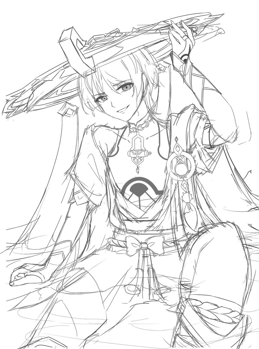 neko_army_'s tweet image. I'm also gonna post the sketch cuz there are two expressions, most people liked the first one so I continued the first expression :3 
#wanderer #scaramouche