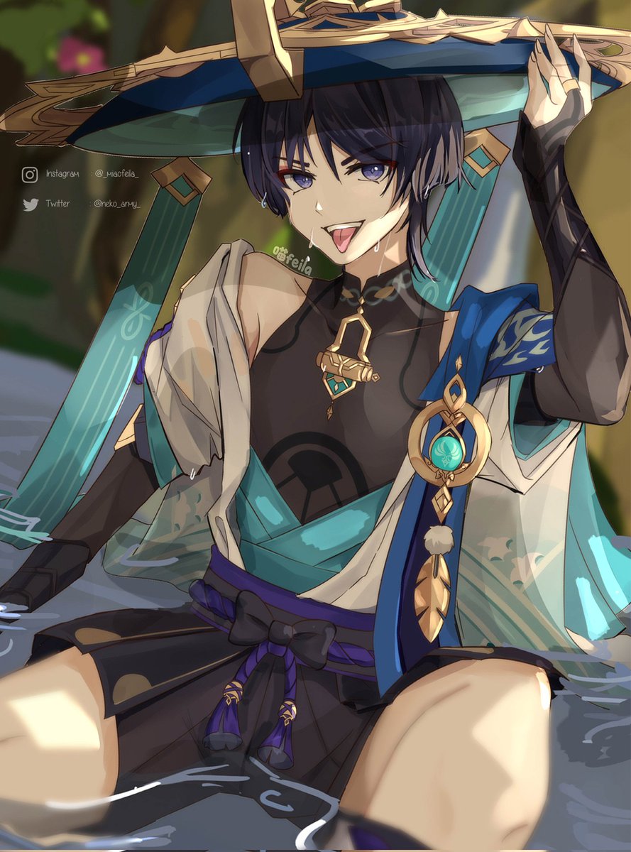 neko_army_'s tweet image. I'm also gonna post the sketch cuz there are two expressions, most people liked the first one so I continued the first expression :3 
#wanderer #scaramouche