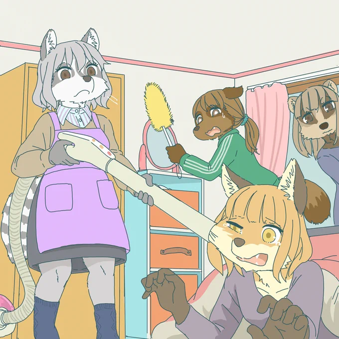 大掃除は仲良く力を合わせてやろう。 