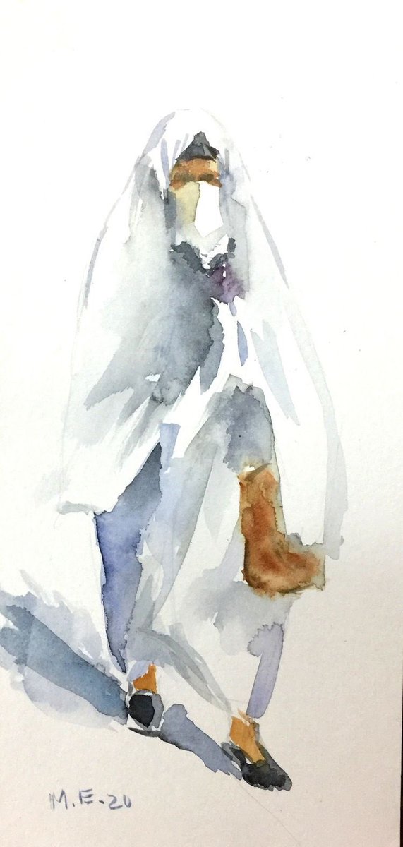Femme en haïk, mon aquarelle