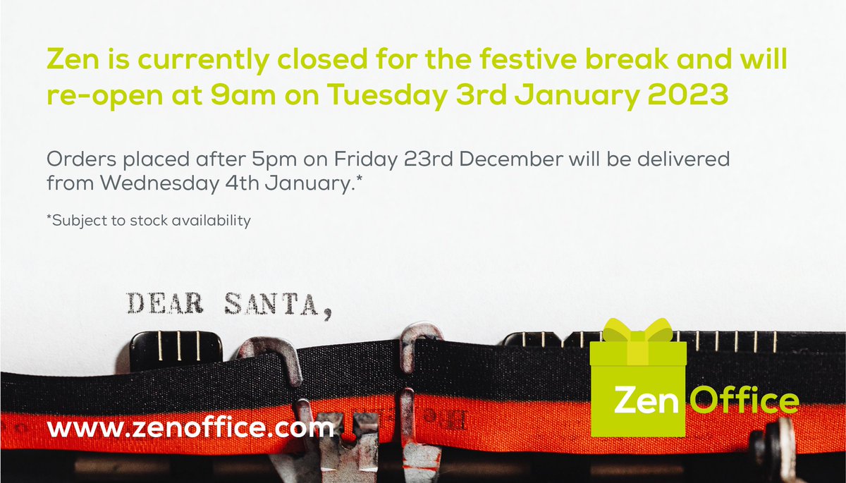 Just a reminder that Zen remains closed this week whilst our team enjoy a well-earned Christmas break. We'll be back with you on Tuesday 3rd January.