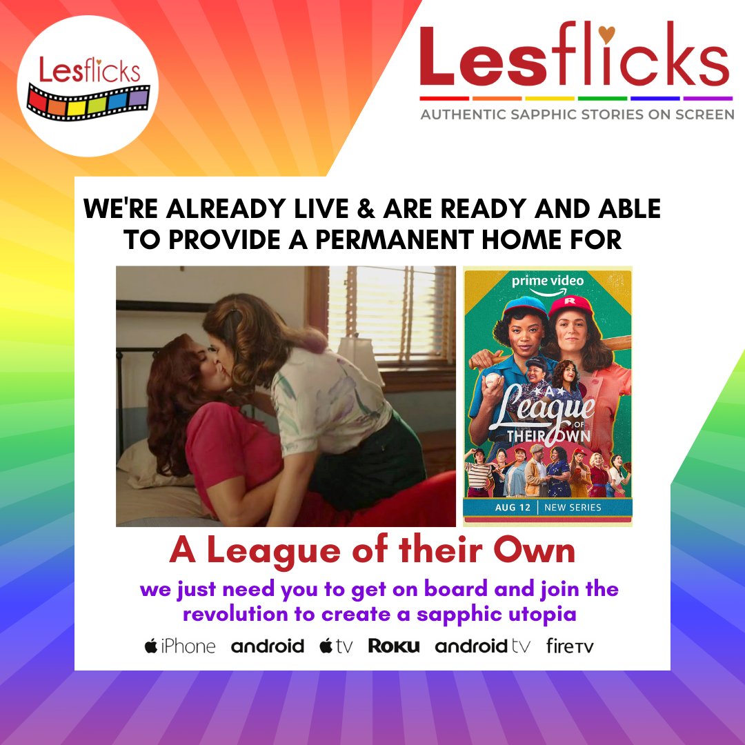 Still waiting for #amazonprime to #RenewALOTO? 

With Lesflicks, it'd never be a question of if, but WHEN! We want to be a permanent home for great sapphic shows like A League of Their Own &amp; we can be, with support from you! Share #Lesflicks with your sapphic friends today! ⚾