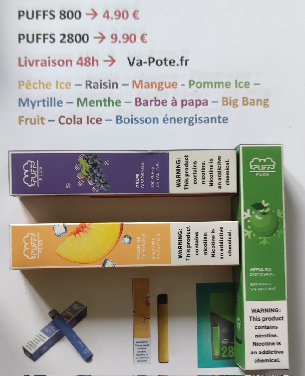 Puffs 800 bouffées --> 4.90€/unité
Livraison 48h - expédition le jour même

Va-pote.fr