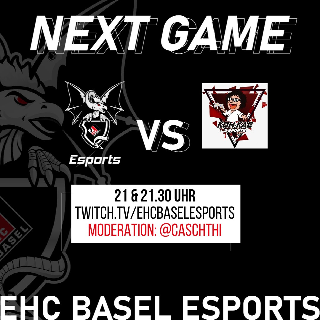 Heute Abend im TV-Spiel (kann man das so sagen 😆) spielen wir das auf heute verschobene Duell gegen Koh-Kae E-Sports! 

Ab 20.45 live auf TWITCH! twitch.tv/ehcbaselesports

#ECLWinter23 #Esports