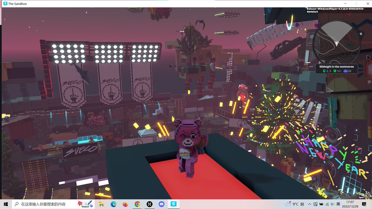 Crystal04980400's tweet photo. @TheSandboxGame @steveaoki @TheOfficialA7X @suecothechild @ParisHilton @deadmau5 @blond_ish Celebrating the end of the year in @TheSandboxGame Metaverse! ✨🎇 https://t.co/Evl77EWvCy