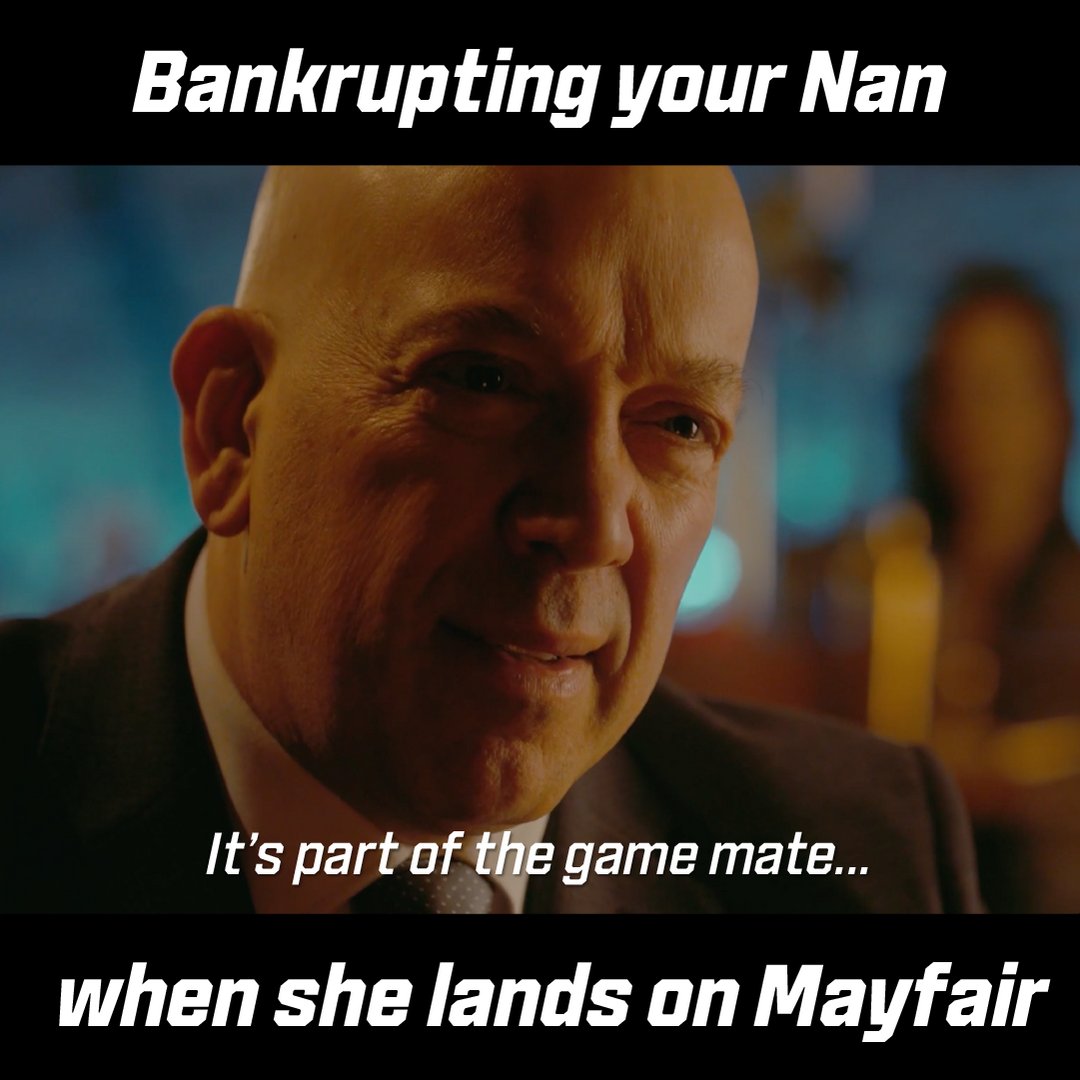 LastHeistFilm's tweet photo. Sorry Nan - don't hate the player, hate the game!

Tag that one person that takes Monopoly a bit too seriously.

#TheLastHeistFilm #MakingBankRobberiesGreatAgain 

@TerryStone @dapperlaughs 
@michaelheadact @peritosbentitos https://t.co/LXRnRq6gRV
