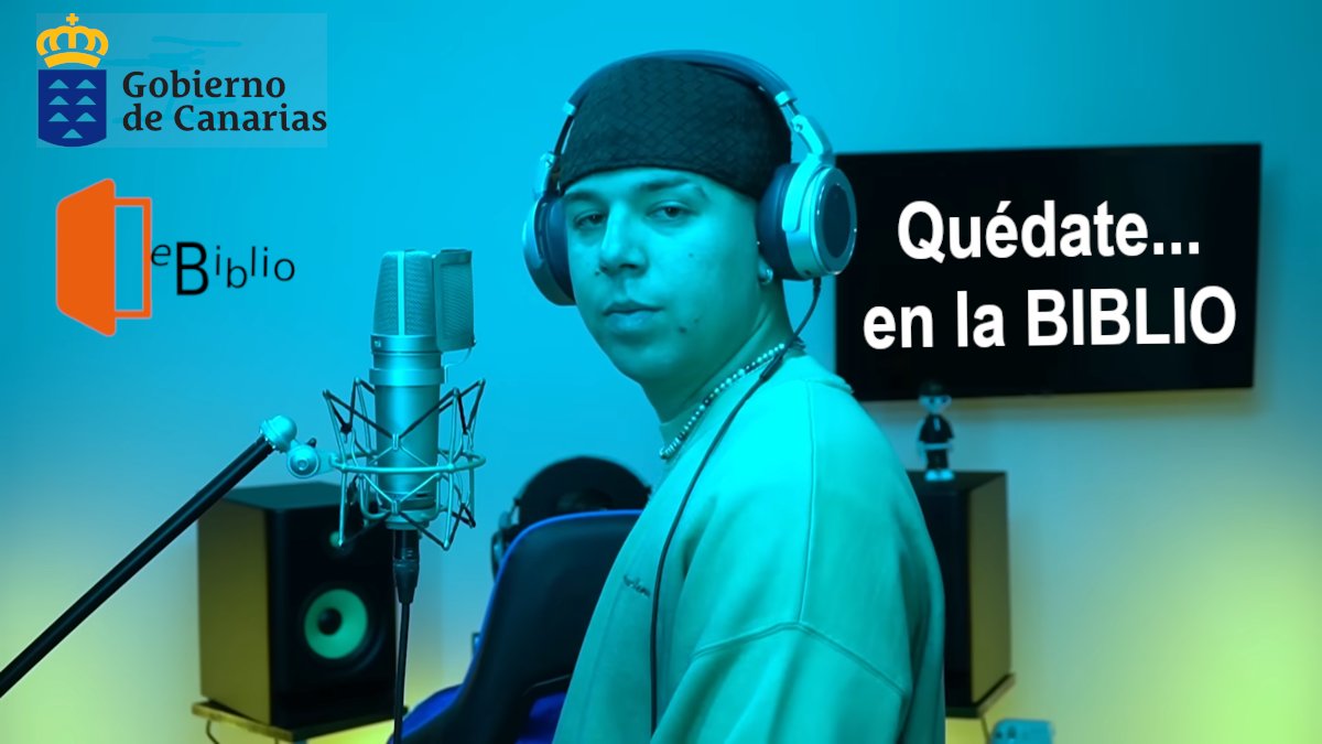 bydcanarias's tweet photo. 📚🇮🇨#GobCan lanza campaña para atraer jóvenes a las bibliotecas.

🎙️Ha contado con la colaboración de Quevedo &amp; Bizarrap, que han adaptado su famoso hit:

Quédate
que la biblio sin ti dueeele
tengo en la mente los libros
que ya nos leímos
que ya no bajo nada
si no está en eBiblio https://t.co/mOxUhMYFKW