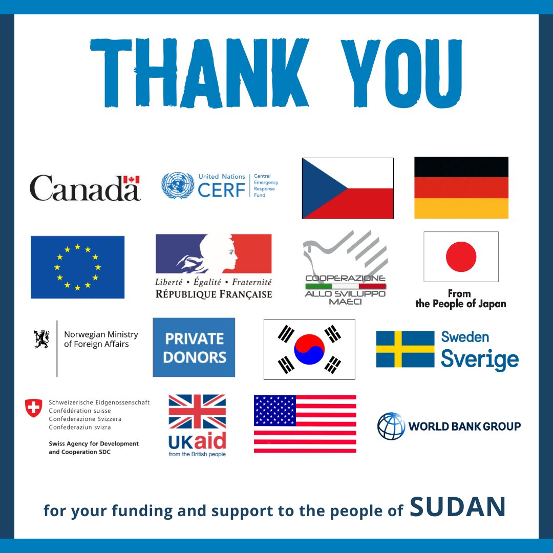 WFP_Sudan's tweet photo. 𝐓𝐡𝐚𝐧𝐤 𝐲𝐨𝐮!!!

As we come to the end of what has been one of the most challenging years for the people of #Sudan🇸🇩, @WFP would like to thank🙏all donors and partners for their support to provide life-saving humanitarian assistance for millions of people across the country https://t.co/x2mXBlK97x