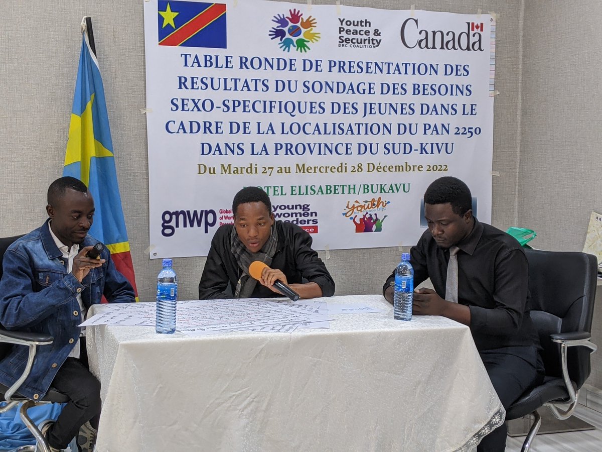 barhahiga20171's tweet photo. #Bukavu/Sud-Kivu : 2ème jour de la Table ronde présentation des résultats sondage sur les besoins sexospécifiques des pour la #Localization2250 au Sud-Kivu.
@WY4PSinAfrica
@gnwp_gnwp
@FemmesPaixSec
@CanadaRDC
@RDC_JPS
@GC_Youth4Peace
@UNDPAfrica https://t.co/EB42M4MvWd