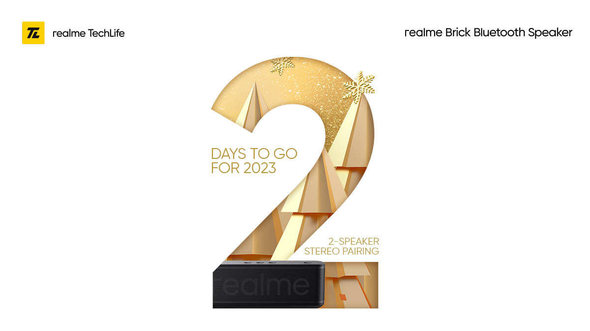 realmenarzoIN's tweet photo. 2 days to go!
Party into the night with the #realmeBrickBluetoothSpeaker’s 2-Speaker Stereo Pairing🎉
#ExtraBassMorePower
Available on https://t.co/n3vAbwM2m7.
Buy now: https://t.co/WsSov4zEcf https://t.co/RoxN7OekqC