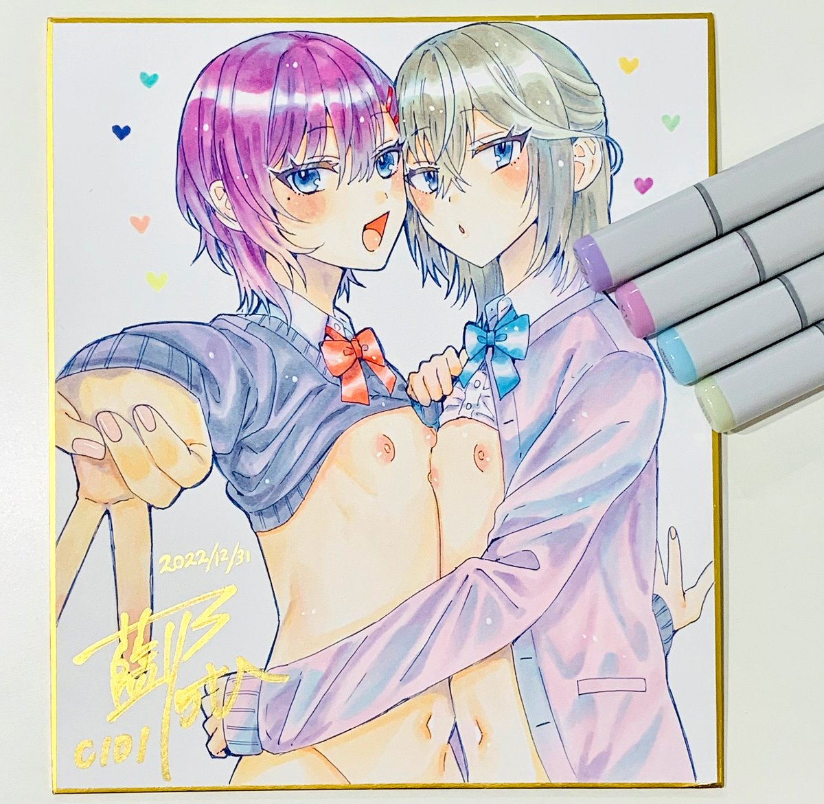 1枚目の色紙は完成したよ
可愛く描けたからお気に入り💕 