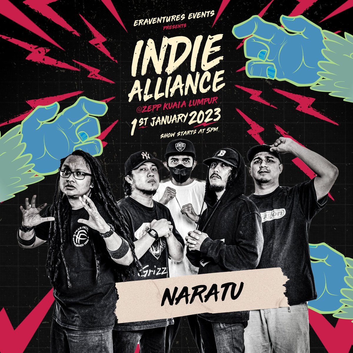 LampuneonEnt's tweet photo. D-4 to #indiealliancemy! Get rebellious with @naratukd as they trash the stage to pieces this Sunday!
5pm | 1st January 2023 | Zepp Kuala Lumpur
Join them now ππ»
https://t.co/zdqBLXeSFy
#naratu #indiebandmalaysia #indiemusic https://t.co/tygkgYPfGA