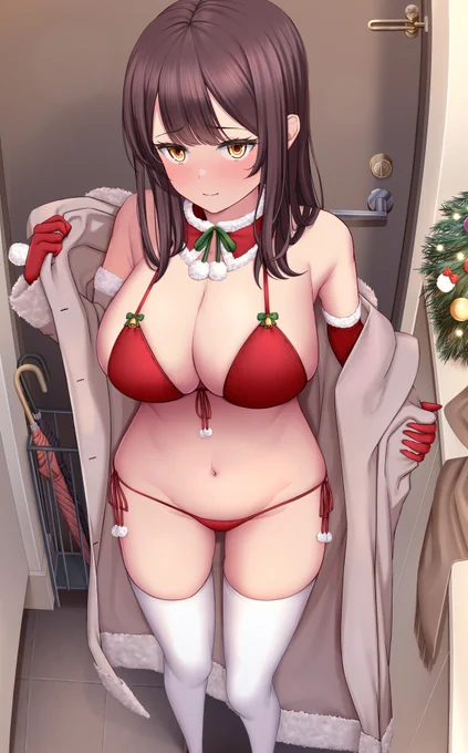 サンタビキニ姿で会いに来てくれる彼女ちゃん
#オリジナル 