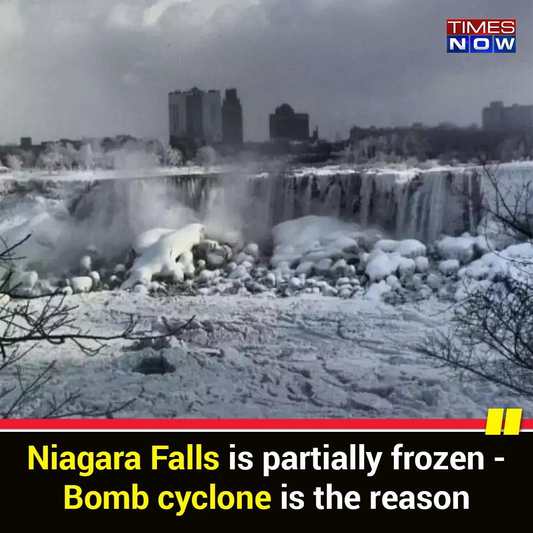 TimesNow's tweet photo. #NiagaraFalls is partially frozen - #BombCyclone is the reason. 

Read More: https://t.co/3fMcX5W2kk https://t.co/uEoBjdN9ob