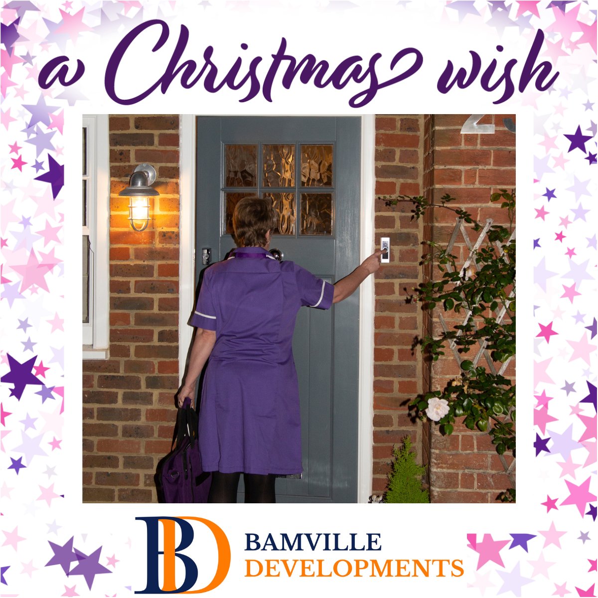 CorpNetworkRG's tweet photo. Thank you to Bamville Developments for granting a Christmas wish for Rennie Grove 🌟

They've funded a night of care this December to ensure our nurses can continue providing vital care and support 💜 https://t.co/4PJP23HJ2D