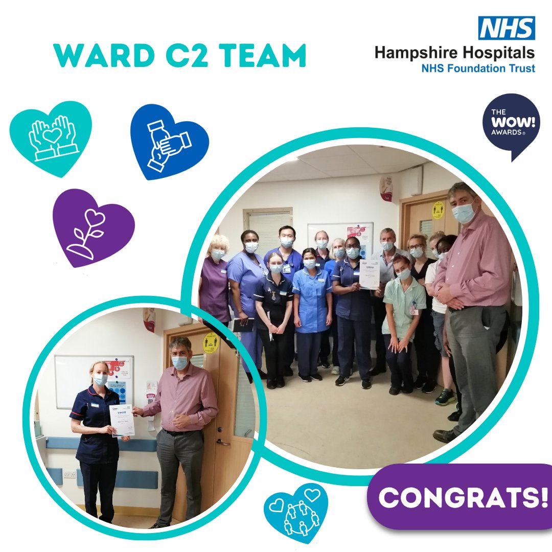 WOW! Congratulations to the Ward C2 team! 💙 Through @thewowawards we at Hampshire Hospitals recognise our incredible staff’s dedication to living our CARE values. Take a look at more winners and nominations at hampshire.thewowawards.co.uk