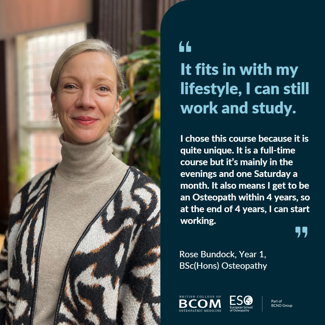 Our BSc(Hons) Osteopathy Degree is a ‘modified attendance’ programme, blending face-to-face/ live-streamed theory lectures with in-person practical classes and clinical experience.

Find out more - bit.ly/3VhwhST

#osteopathy #ahp #manualtherapy #studyosteopathy #health