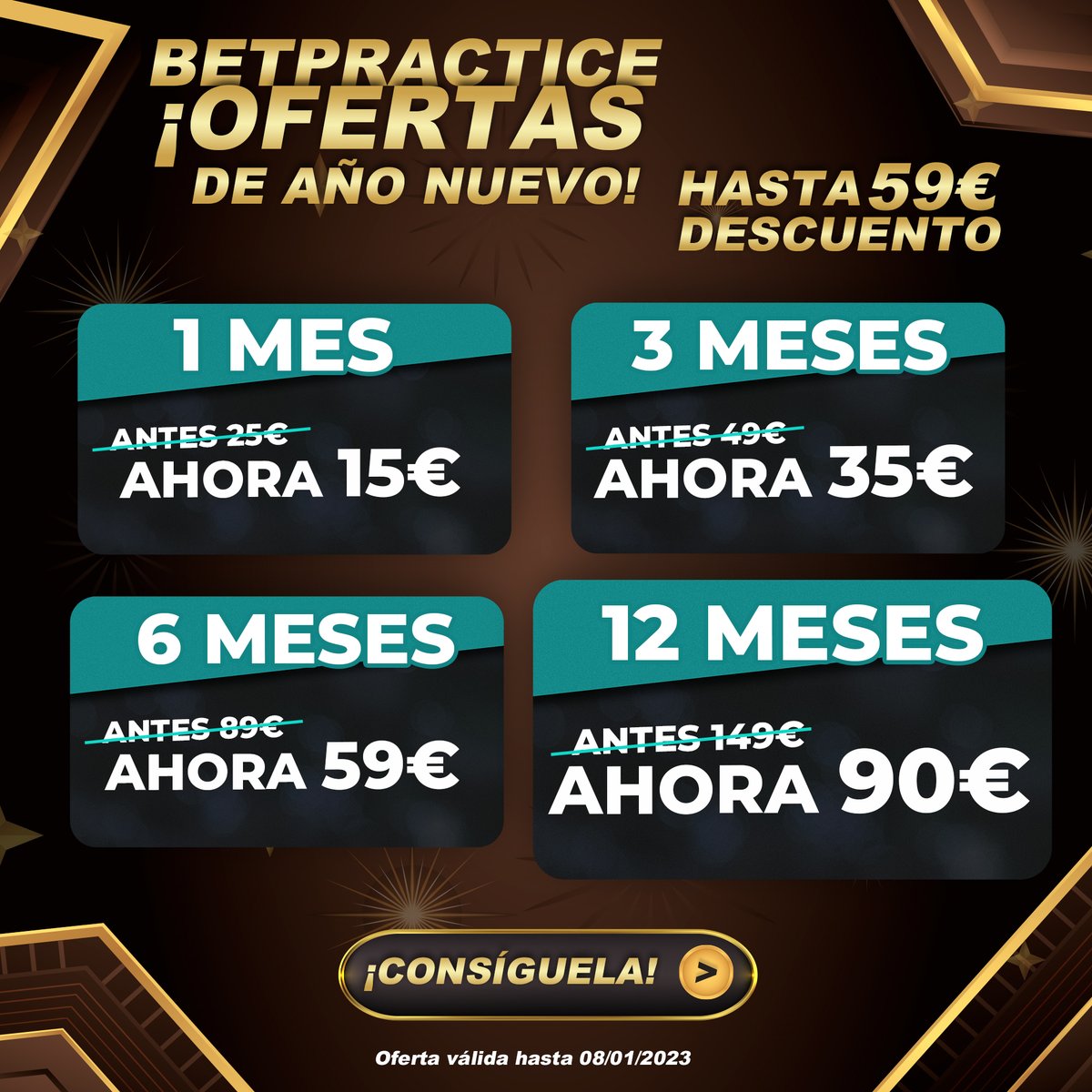 🔥 ¡TODAS LAS OFERTAS DE FIN DE AÑO!
👀 ¡NO ES BROMA DE LOS SANTOS INOCENTES!

betpractice.es