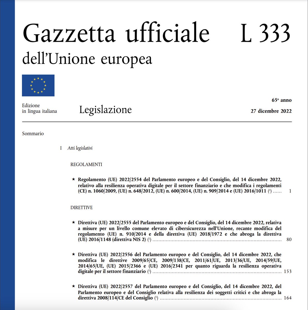 AcmServiceSRL's tweet photo. In data 27 dicembre 2022, il Parlamento Europeo ha approvato, e dunque introdotto, la DirettivaNIS2, la Direttiva CER e la DORA.
Link per una consultazione dei testi: https://t.co/d6Ik4fGcZ9
#cybersecurity #cyber #cyberspace #security #law #compilance #tecnologia #innovazione https://t.co/NSqauUqucF