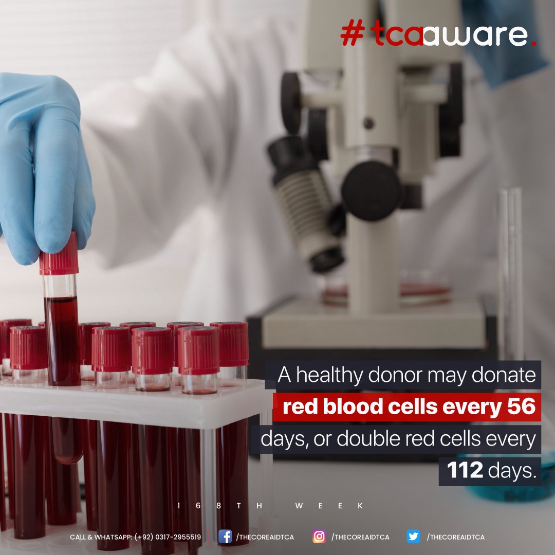 thecoreaidtca's tweet photo. TCA Aware
Healthy blood donor may donate red blood cells every ?? days...

168th Week

#TheCoreAid #TCA #weeklyawarenesscampaign #tcaaware #weekly #letshelptogether #blooddonation #awareness #donateblood #donatebloodsavelives #Hospital #BloodBank #Patient #thalessemia #bloodbag https://t.co/tcmkuGqkzZ