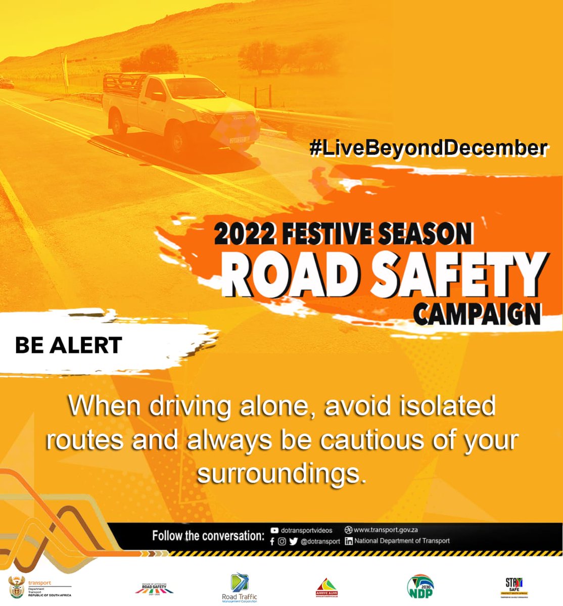 GP_CommSafety's tweet photo. When driving alone, avoid isolated routes and always be cautious of your surroundings. #LiveBeyondDecember https://t.co/LCmpjejPUp