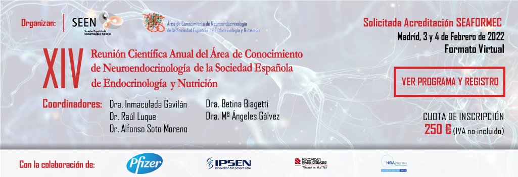 RecordatiRareES's tweet photo. #SaveTheDate Madrid acoge del 2 al 3 de febrero la XV Reunión Científica Anual de su Área de Conocimiento de Neuroendocrinología @SociedadSEEN
Cuenta con el patrocinio de #RRD y tiene solicitada la acreditación #SEAFORMEC
Solo para profesionales: https://t.co/eFhKm8e965 https://t.co/tM3CBd00A7