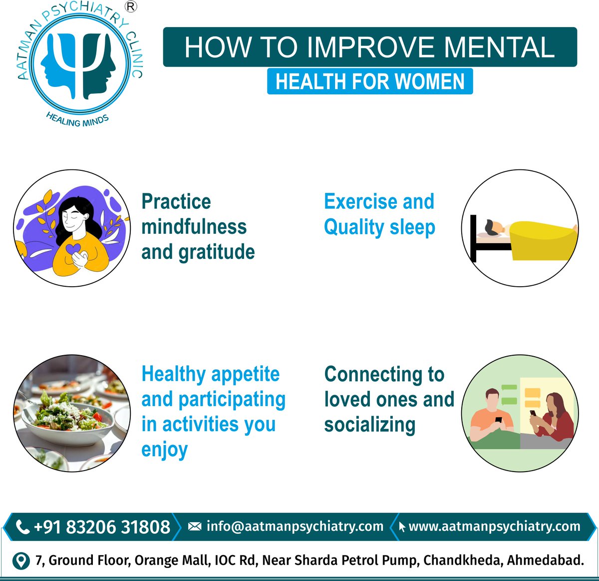 aatmanclinic's tweet photo. How to Improve Mental
Health For Women
#mentalhealth #emotionalhealth #relationship #physicalhealth #psychiatrist #doctor #prashant #gohil #ahmedabad #drprashantgohil #anxiety #mentalproblem #neuro #psychiatristahmedabad #ahmedabaddoctor #doctorlife #insomnia #frustration https://t.co/epMYEq3F6f