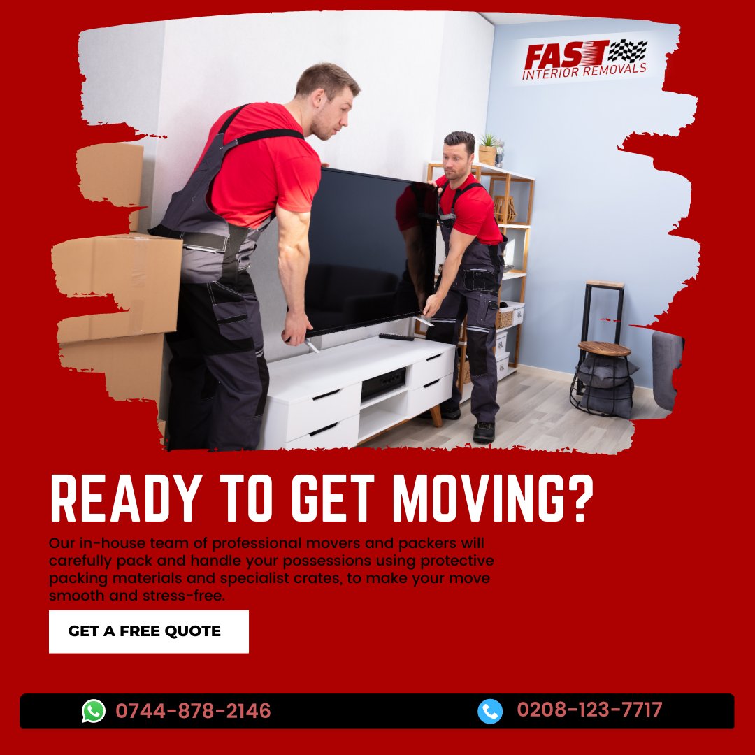 Get Your Free Quote

Our in-house team of professional movers and packers will carefully pack and handle your possessions using protective packing materials and specialist crates, to make your move smooth and stress-free.

👉 fastinteriorremovals.co.uk
📞 0208 123 7717