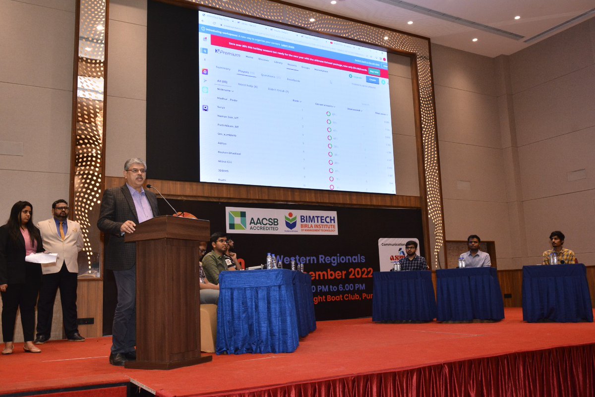 BIMTECHNoida's tweet photo. The #BrainQuest 2.0 Western Regionals were held successfully on December 21, 2022 in Pune. The winner was Ayyagari Vinaya Surya Vardhan Tike from Armed Forces Medical College, and the runner-up was Madhur Rajan Tike from R. A. Podar College of Commerce &amp; Economics in Mumbai. https://t.co/ZsV2dVnATf