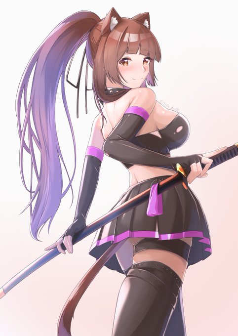 「オリジナル/skeb」ネコミミの刀娘 