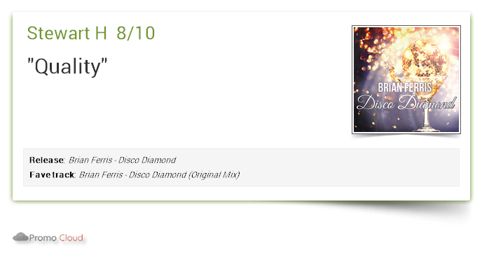uwethoma_inside's tweet photo. Stewart H supports: Brian Ferris - Disco Diamond 8/10 #newrelease https://t.co/MyZsPnlcA5 https://t.co/vM1icSTmr0