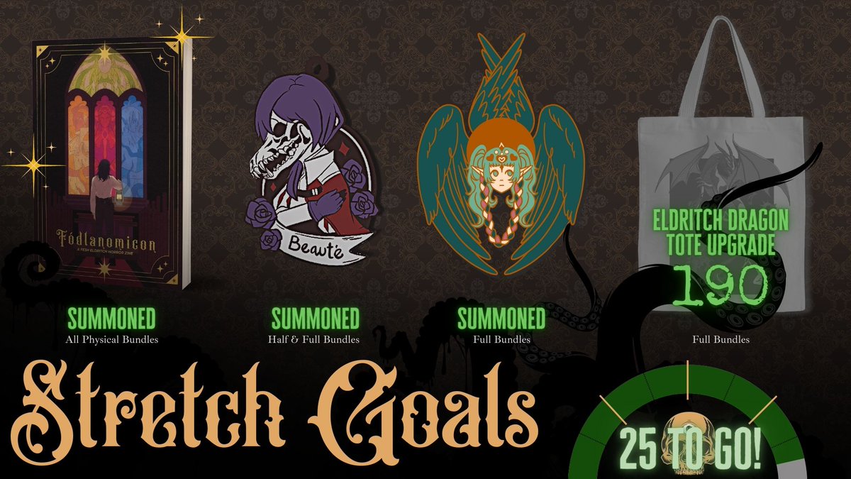 Eldritch_Fodlan's tweet photo. 🩸Stretch Goals🩸

Pre-orders are closing soon! The candles are flickering more than before🕯️
We are 25 orders away from the Eldritch Dragon Tote Bag.

Hurry and pre-order before Dec 31st!
https://t.co/yRzwnliJcP https://t.co/6t3kfRQSn3