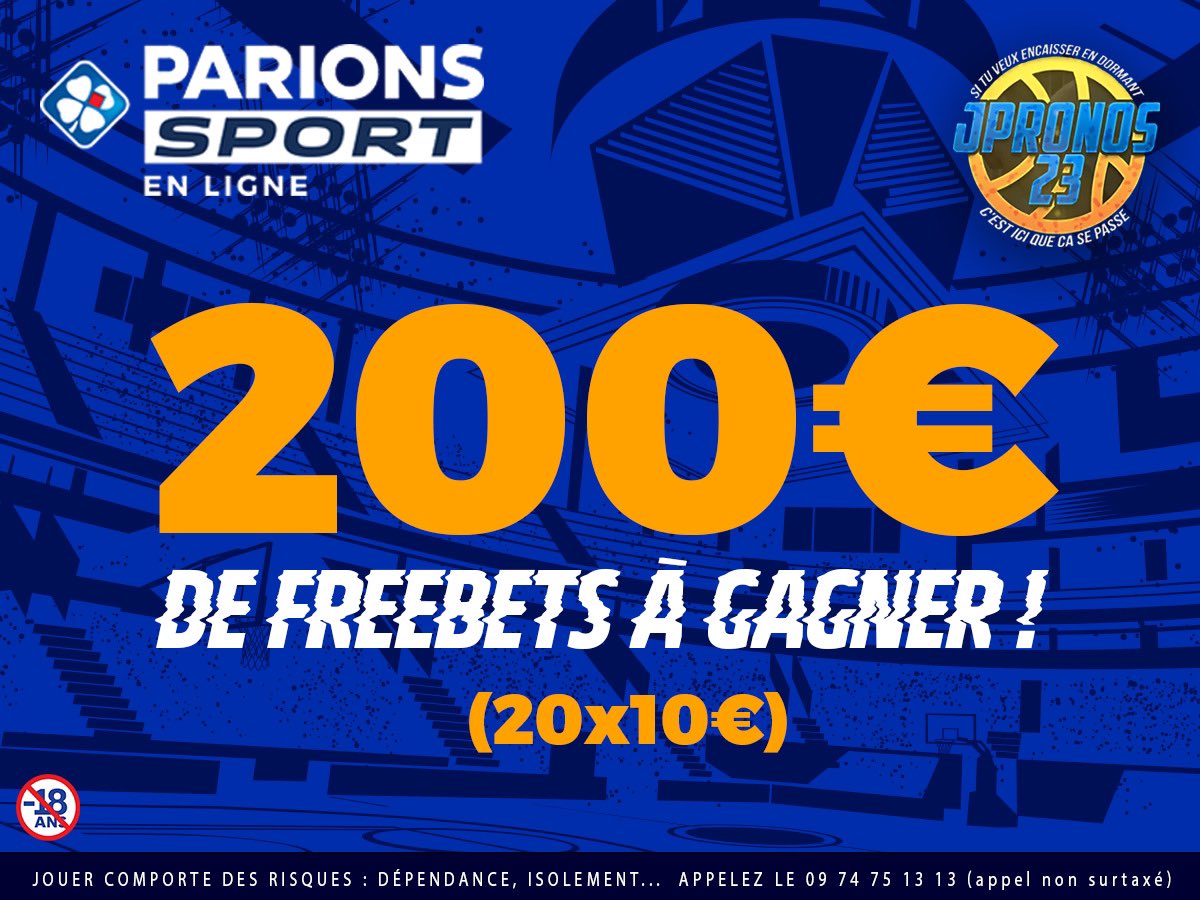 🎁 JEU CONCOURS 🎁 # 6

Nouvelle tournée de freebets pour régaler un max d’entre vous, 200€ à se partager pour VINGT gagnants !

Tu veux tenter de les chopper ?

☑️RT LE TWEET
☑️FOLLOW <a href="/JPronos23/">JPronos23 🏀🇺🇸</a> &amp; @ParionsSport 

Tirage le 30/12/2022 🍀