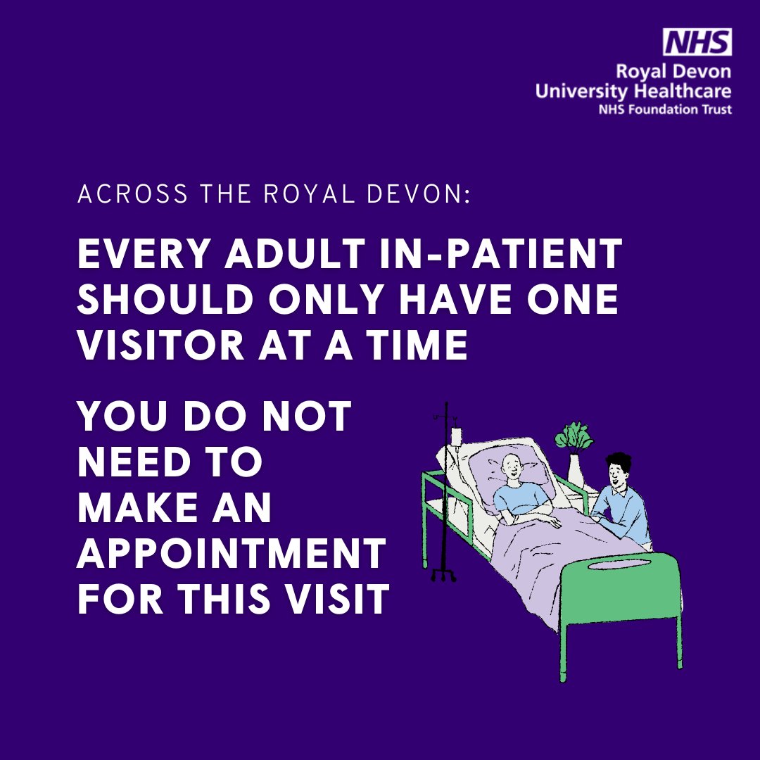 Every adult in-patient should only have one visitor at a time. You do not need to make an appointment for this visit.

Full details are available on our website: bit.ly/3WvebxO