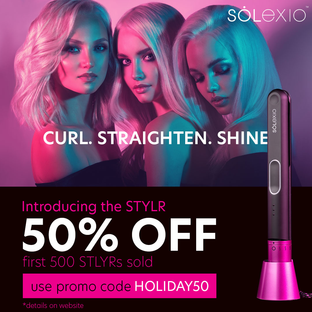 SolexioHair's tweet photo. Make friends, with your hair. Get your hands on the new SOLEXIO STYLR and change the way you look. Be one of the first 500 to purchase the STYLR and get it at a 50% discount. Enter HOLIDAY50 during checkout and start the new year with amazing new hair. https://t.co/1JeIx0YlGD https://t.co/GYplSvAQar