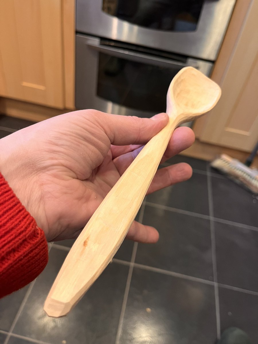 kerry_truman's tweet image. rooting through the bottom drawer of the freezer and I found this blank hiding behind the ice cream.. guess I will make another spoon seeing as this one needs finishing and I have time to kill.. and it might even end up being usable.. haha.. #makingstuff #woodworking #relaxation