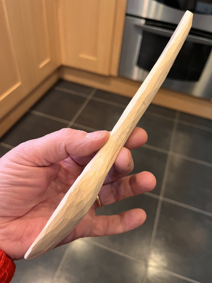 kerry_truman's tweet image. rooting through the bottom drawer of the freezer and I found this blank hiding behind the ice cream.. guess I will make another spoon seeing as this one needs finishing and I have time to kill.. and it might even end up being usable.. haha.. #makingstuff #woodworking #relaxation