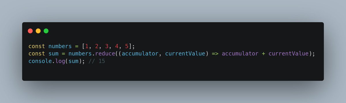 CodingSirius's tweet image. Use Array.reduce() to reduce an array to a single value:
#javascript #codingtips #arrayreduce