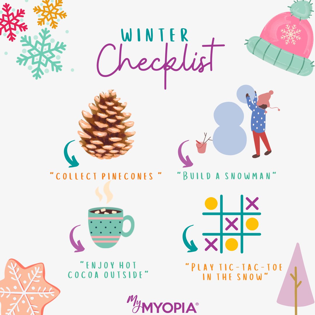 Winter break is officially here! Kids who spend more time outside are less likely to develop myopia. If you're looking for something to do, here are a few ideas and enjoy the outdoors. What are your plans for winter break?