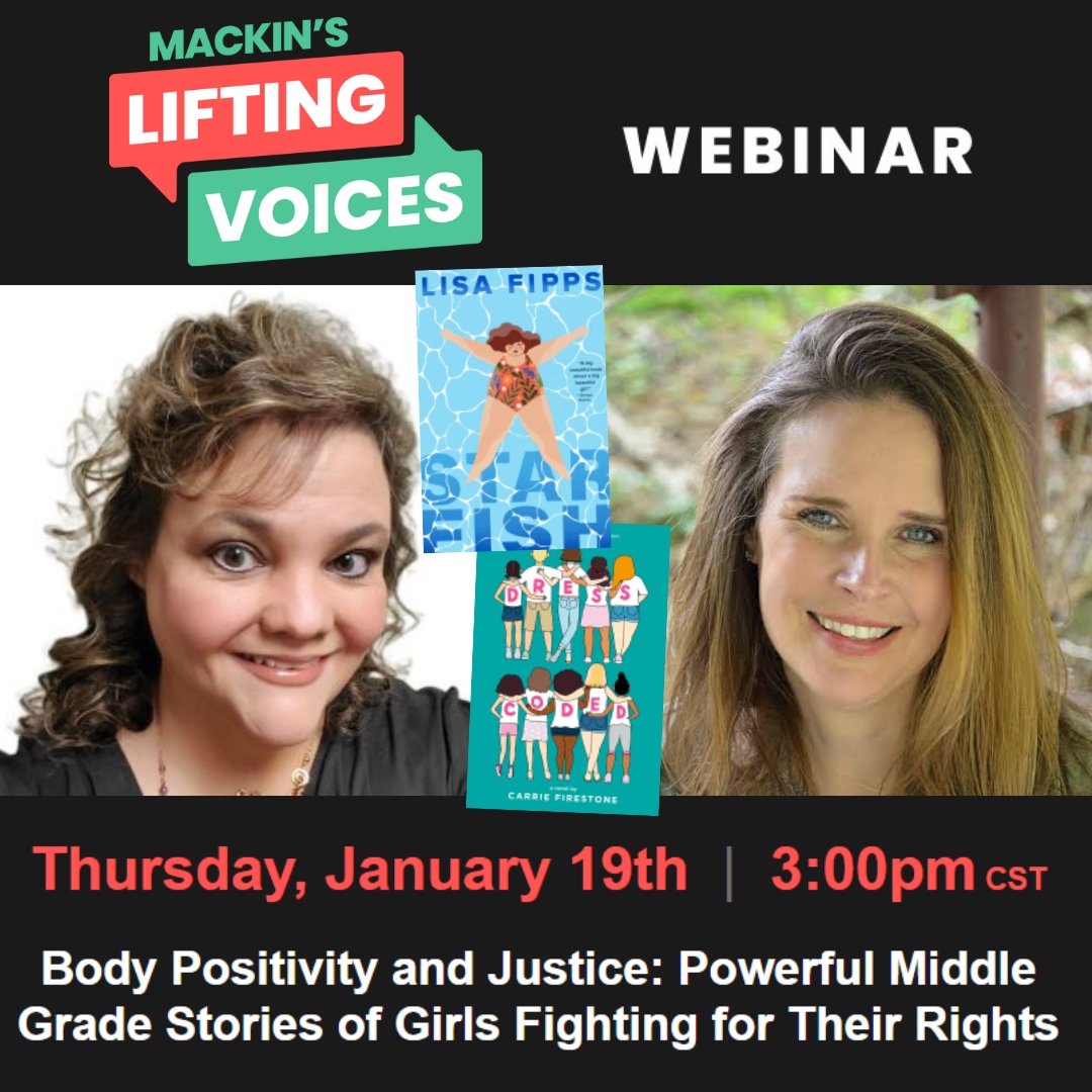 Join us in discussing the importance of sharing stories of body positivity and justice! This is your chance to ask authors <a href="/AuthorLisaFipps/">Author Lisa Fipps</a> &amp; @CLLFirestone your questions about empowering girls to stand up for their rights. <a href="/PenguinClass/">Penguin Young Readers School & Library</a> #tlchat

Register: mackin.zoom.us/webinar/regist…