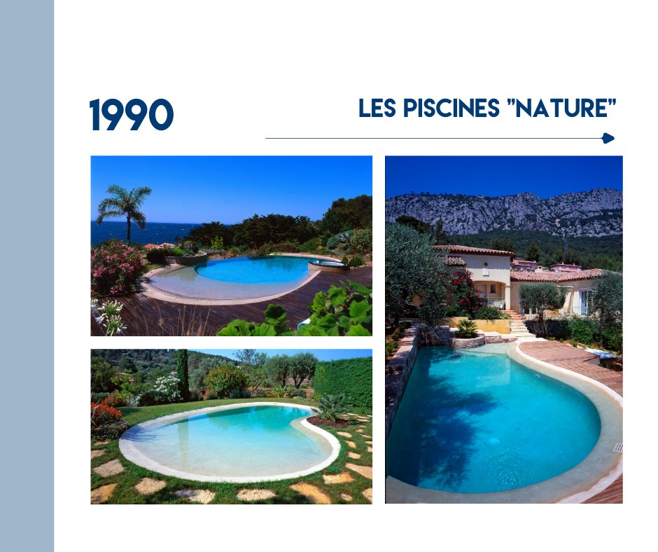 [48 ANS D’INNOVATIONS]

1990 : Lancement des piscines « nature »

Diffazur Piscines lance les piscines de style «nature».
Agrémentées de bords naturels et souvent d’un revêtement de couleur sable, ces piscines ressemblent à de véritables lagons.
