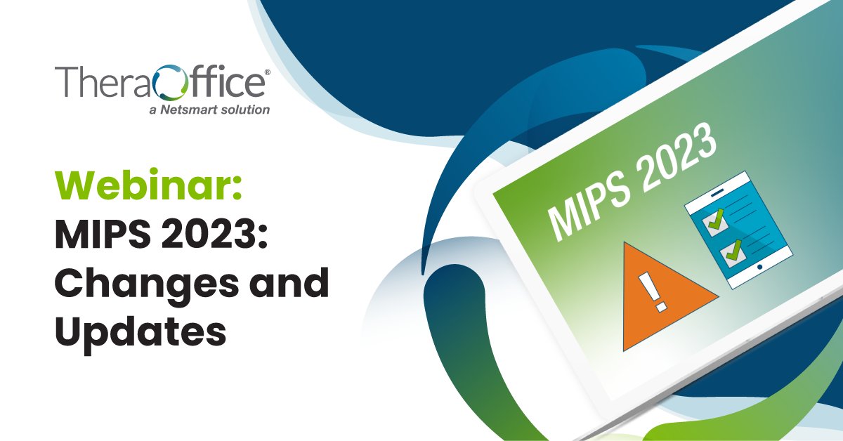 Attention MIPS Clients: Our "MIPS 2023: Changes and Updates" webinar is happening TOMORROW at 10am PST/12pm CST/1pm EST. Make sure to sign up to prepare for all things MIPS next year!

Register now: ow.ly/nSiL50MaW4V

#TheraOffice #EMR #beyondtheplatform