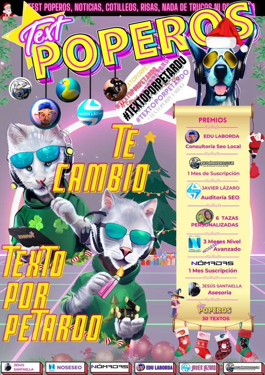 ImaginaTeLoCreo's tweet photo. 31/12 Último día para Participar en "Te Cambio Texto por Petardo" Esta Nochevieja, recuerda, NO DEBES SER UN PETARDO!

Patrocinadores Pop! que lo hacen posible:
@EduLabordaYYS 
@SeowarriorsClub 
@JaviLazaroSEO 
@angelica_ibiza 
@nomadasme 
@KuunIsHere y @SeoEfe 
@JSantaellaCopy https://t.co/KC3J0cA7tZ