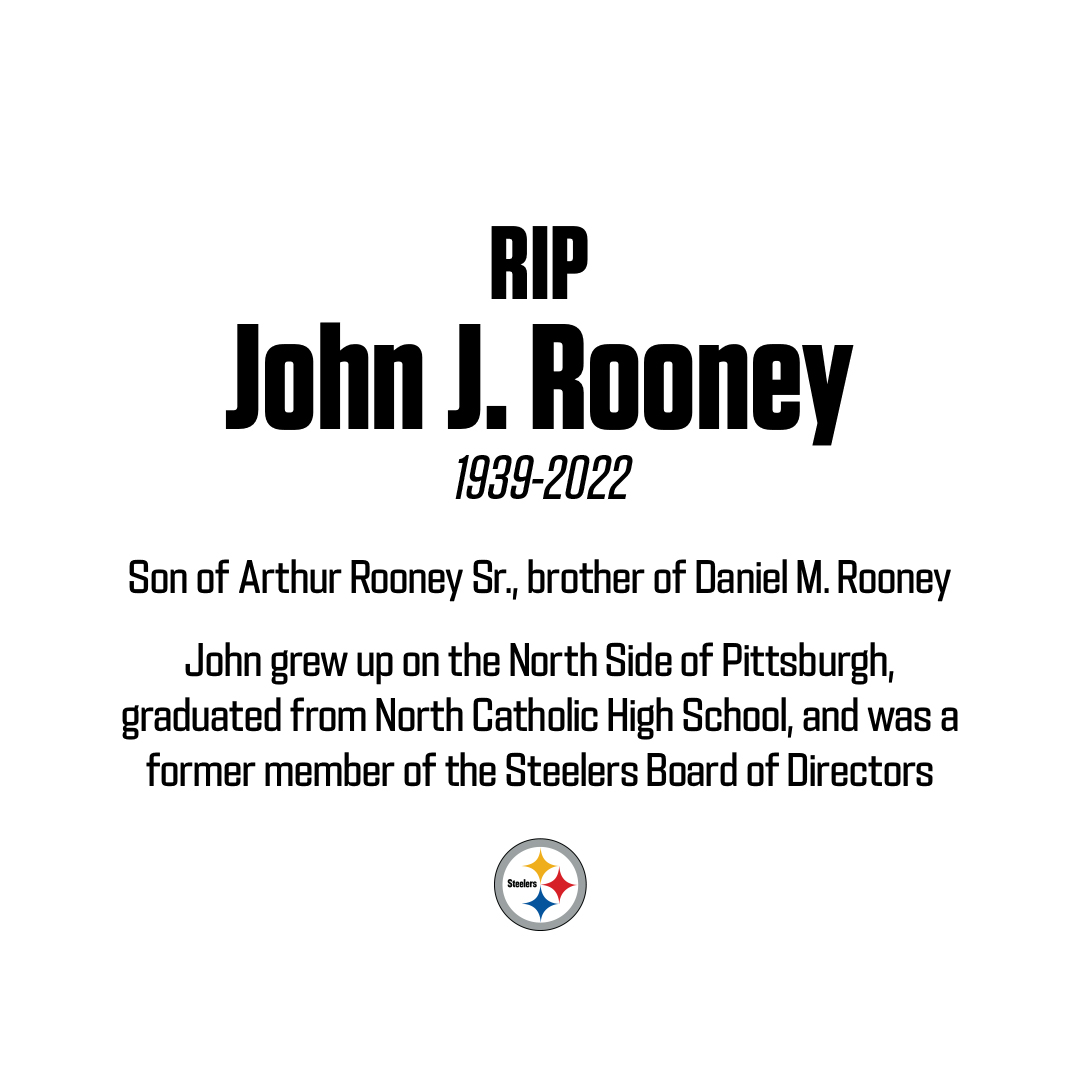 steelers's tweet image. We are saddened by the loss of John J. Rooney.